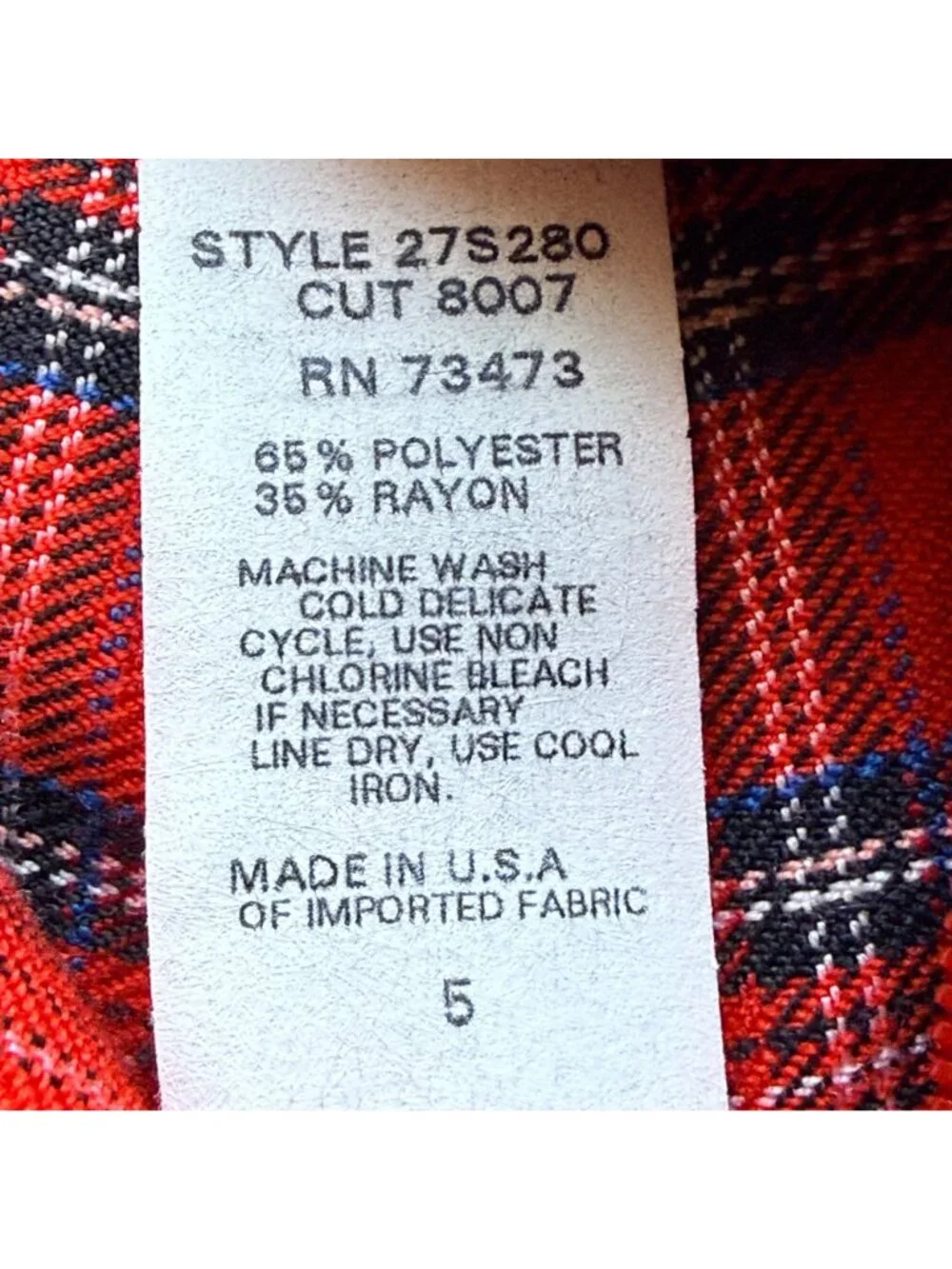 Tracy Evans Skort Womens 5 Red Tartan Plaid 80s 90s Vintage Dark Academia